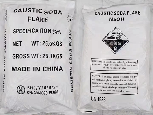 25 KG/BAG 99% de pureza Sódio cáustico Hidróxido de sódio Flocos Cas 1310-73-2 Para fabricação de papel